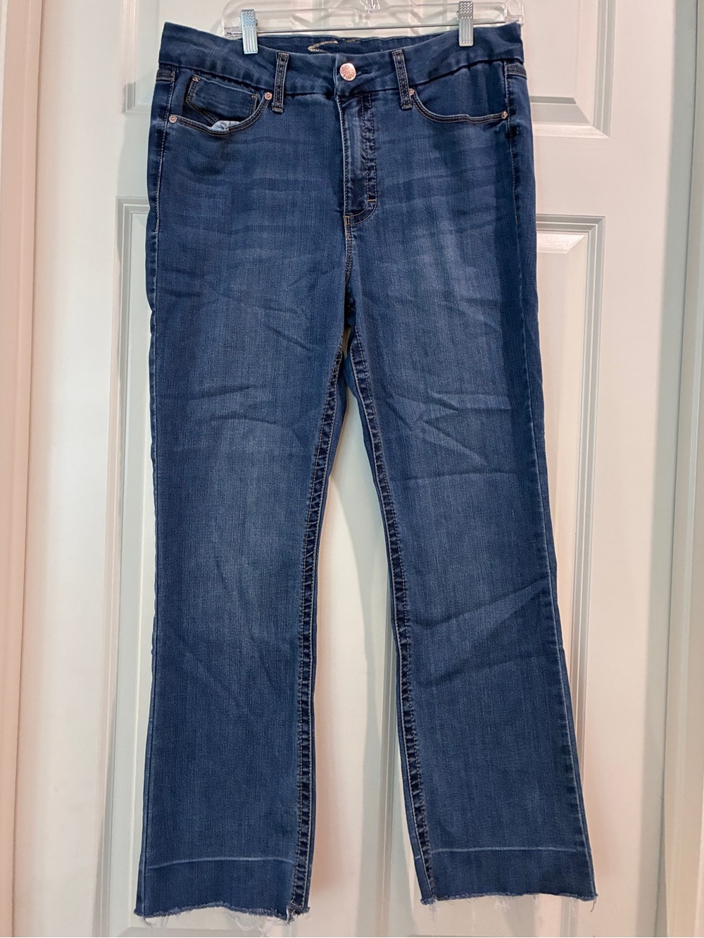 Seven7 Women's Straight Leg Jeans in Dark Blue Wash